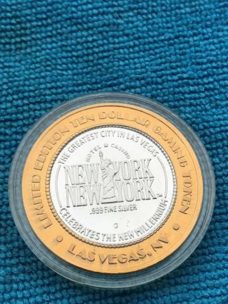 York York Limited Edition $10 Gaming Token.  999 Silver Coin Las Vegas