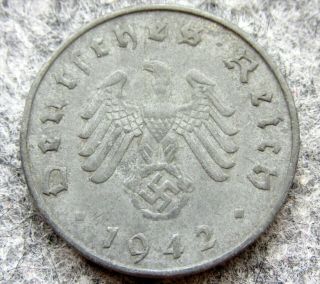 Germany Third Reich 1942 A 10 Reichspfennig Swastika,  Zinc