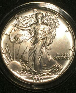 1987 Silver American Eagle 1 Oz Coin $1 Uncirculated,  Bu