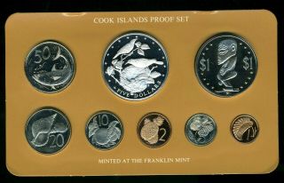 1978 Cook Islands Silver Proof Set Franklin W/ Box &