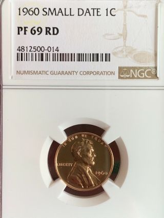 1960 Small Date One Cent Penny Ngc Pf 69 Rd Tied For Top Pop