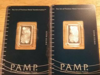 Pamp Suisse Fortuna,  2.  5 Gram,  Silver Bar (x2),  Bonus Gift