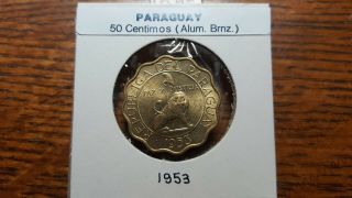 1953 Paraguay 50 Centimos Uncirculated