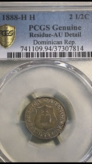 Dominican Republic 1888 H H 2 1/2 Centavos PCGS Residue—AU Detail 4