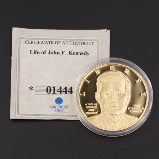24k Gold Clad - Life & Legacy Of John F.  Kennedy Commemorative Coin -