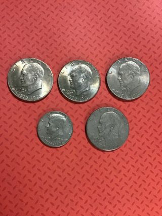1776 - 1976 Eisenhower 4 Silver Dollars,  Kennedy Half Dollar