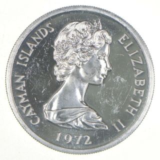Silver World Coin - 1972 Cayman Islands 5 Dollars - World Silver Coin 36.  8g 555