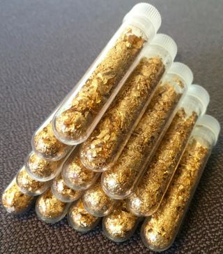 9 Large Vials.  Of Gold Leaf Flakes.  3mil Online
