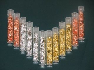 (18) Vials Of Silver - Gold - Copper Flakes