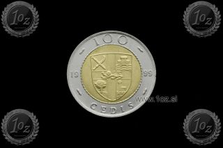 Ghana 100 Cedis 1999 (cocoa Beans Within Circle) Bi - Metallic Coin (km 32) Xf