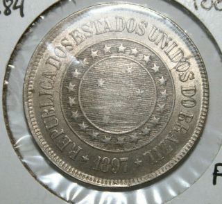Empire Of Brazil 1889 200 Reis Coin Au Wow
