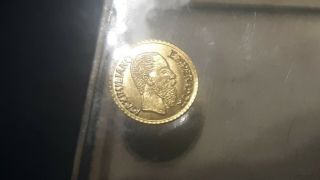 1865 Miniature Mexican Gold Coin Maximiliano Emperor Imperio Mexicano