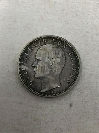 Germany Bavaria 1895 D 5 Mark Silver Coin