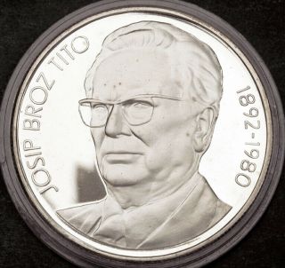 1953 - 80,  Yugoslavia.  Proof Silver 1000 Dinara " Josip Broz Tito " Coin W.  Box
