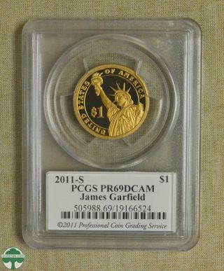 2011 - S Presidential Dollar - James Garfield - Pcgs Certified - Pr69dcam