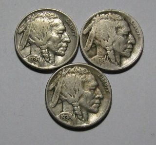 1936 1936 D 1936 S Buffalo Nickel - Mixed - 43su