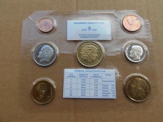 Greece Greek Set Coin Coins 1 2 5 10 20 50 100 Drachma Drachmai Year 2000 Unc