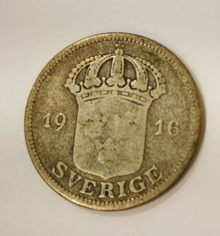 Sweden 50 Ore 1916 Silver
