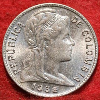 Uncirculated 1938 Colombia 1 Centavo Clad Foreign Coin