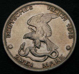 Prussia (german State) 2 Mark 1913 A - Victory Over Napoleon - Vf - 1550
