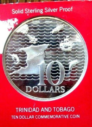 Trinidad And Tobago 1972 10 Dollars Proof Silver Coin