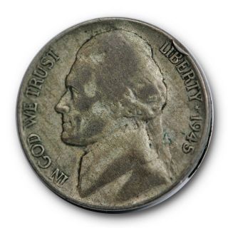 1945 P Silver War Jefferson Nickel Clamshell Error Coin Fine F 7006 2