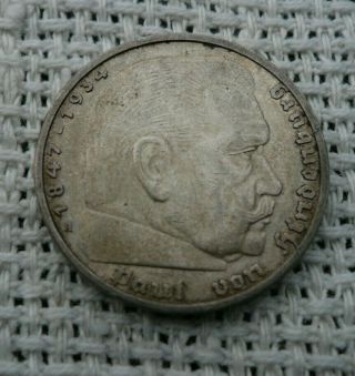 Five Reichsmark 1936 German Silver Coin,  A