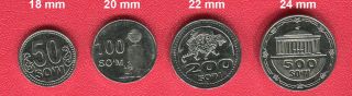 Uzbekistan: 2018 Regular 4 Coins Set 50/100/200/500 Soum Sum Unc