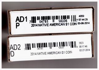 Us 2014 Sacagawea Dollar - Unc.  P & D Rolls In Boxes Ad1 & Ad2 - $50.  00 Face