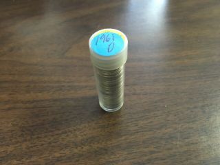1961d Silver Roosevelt Dime Roll In Tube,  50 Coins From The Denver