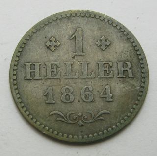 Frankfurt Am Main (german City) 1 Heller 1864 - Copper - F/vf - 451