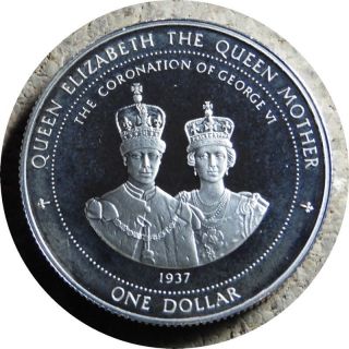 Elf Bermuda 1 Dollar 1997 Proof Silver Queen Mum Coronation 60th