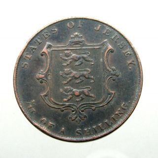 1841 ISLAND OF JERSEY COPPER 1/13 SHILLING_Under Queen Victoria_LARGE COIN 2