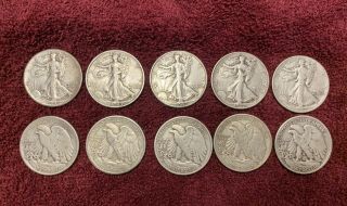$5 Face Value 90 Silver Liberty Half Dollar Qty 10 Mixed Dates
