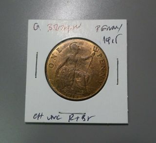 Great Britain Penny 1915 Choice Unc Red & Brown