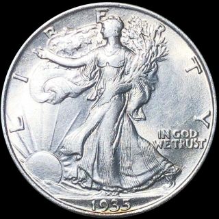 1935 Walking Half Dollar Closely Uncirculated Liberty Silver Philadelphia Coin