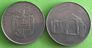 Panama 50 Centesimos 2010 Issue Coins Convento De Concepcion.