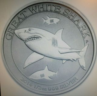 2014 Australia Shark 1/2 Oz.  999 Silver - Great White Shark -