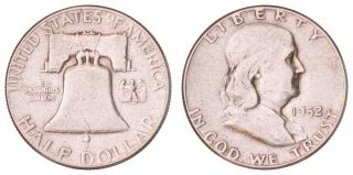 Fc.  072} United States Of America 1/2 Dollar 1952 / Franklin Half Dollar / Silver