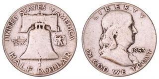 Fc.  071} United States Of America 1/2 Dollar 1953 / Franklin Half Dollar / Silver