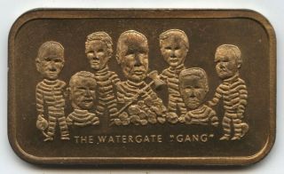 Nixon & The Watergate Gang.  999 Copper Ingot Bar 1 Oz Art Medal Republican Bc946