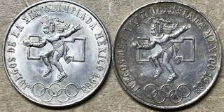 Mexico - (2) Silver 25 Pesos - 1968 - Km - 479.  1 - Olympics - 1.  04oz Asw