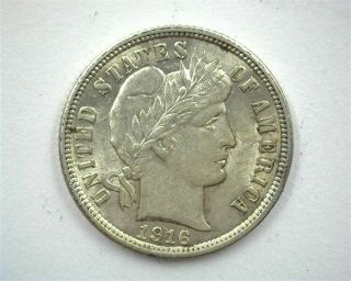 1916 Barber Silver 10 Cents Choice Uncirculated