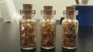 14.  3 Glass Jars With 24kt Gold Leaf.  Packed Full Of Just Gold No Oil (edible)