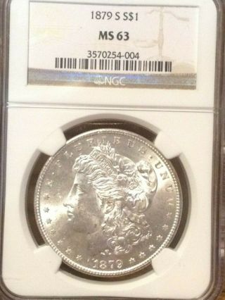 1879 S Ngc Ms 63 Morgan Silver Dollar Bright White Pinwheel Reflection
