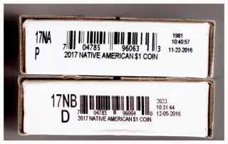 Us 2016 Sacagawea Dollar - Unc.  P & D Rolls In Boxes 17na & 17nb - $50 Face