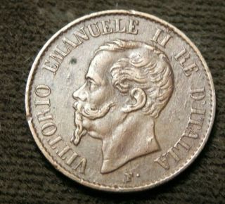 1867 M Italy 1 Cent.  - King Vittorio Emmanuelle -,