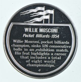 Sterling Silver - Willie Mosconi - 0.  925 Silver - 11.  2 Grams Round 290 2