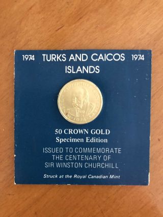 1974 Turks & Caicos Islands 50 Crown Gold Unc