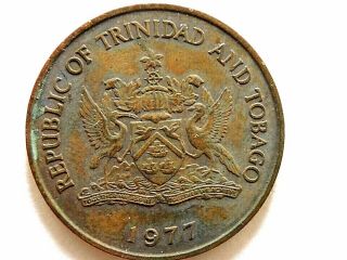 1977 Republic Of Trinidad & Tobago Five (5) Cent Coin " Greater Bird Of Paradise "